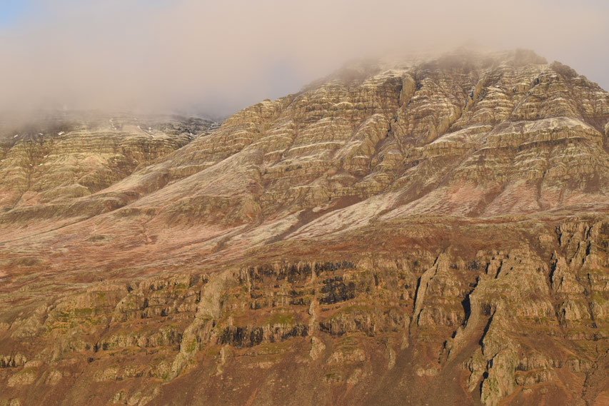 Mountains in mist, East Fjords, Iceland