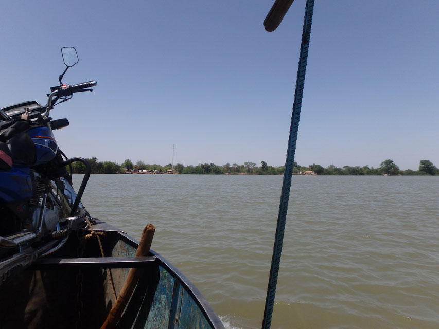 ferry with motorbike - Janjanbureh to Lamin Koto. River Gambia
