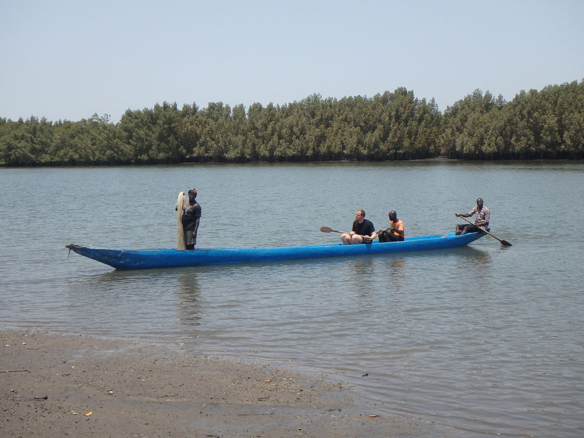 Fishing in dug-out canoe, Tumani Tenda, Gambia