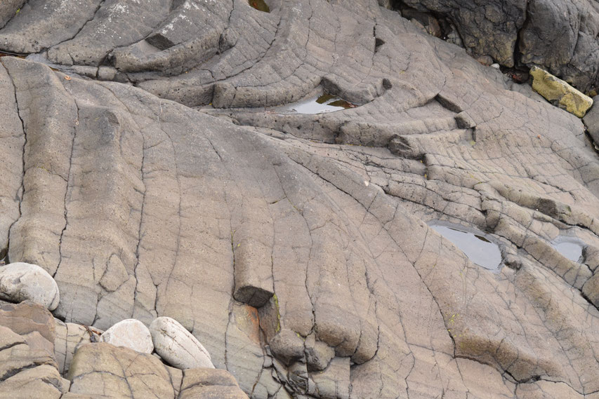 rock formations on beach, East Fjords, Iceland