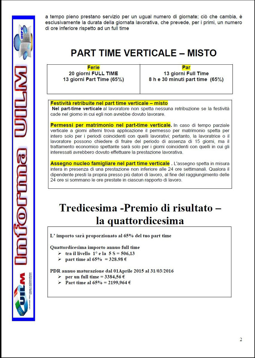 PART TIME VERTICALE - Uilm Provincia di Cuneo