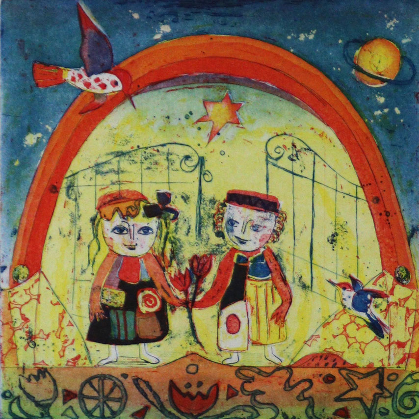 Zwillinge, (Radierung), 50 x 53 cm