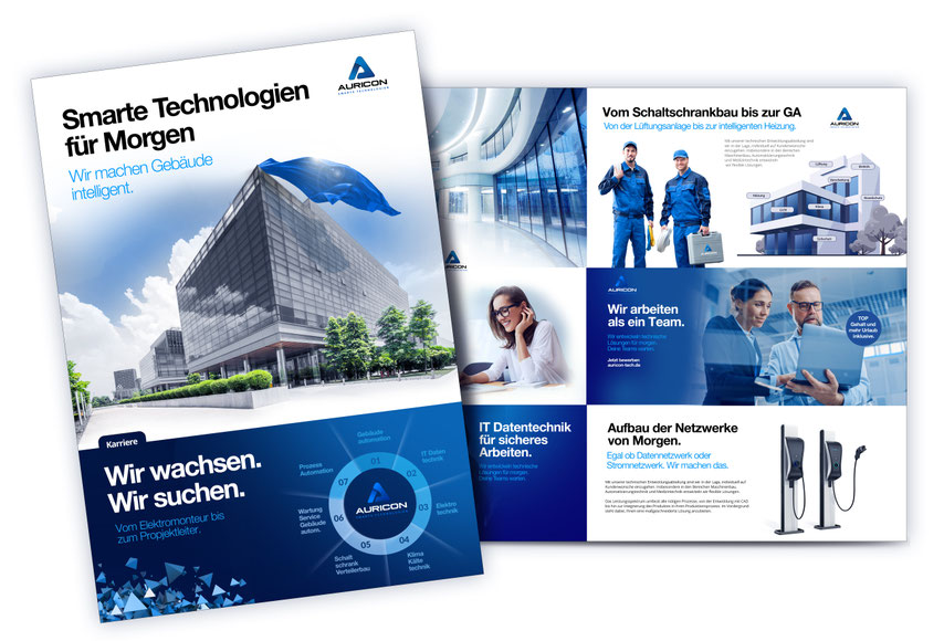 Auricon Smart Technologies Gebaeudetechnik Broschuere – Technologiemarketing von Werbeagentur Berlin digitalgrafik24