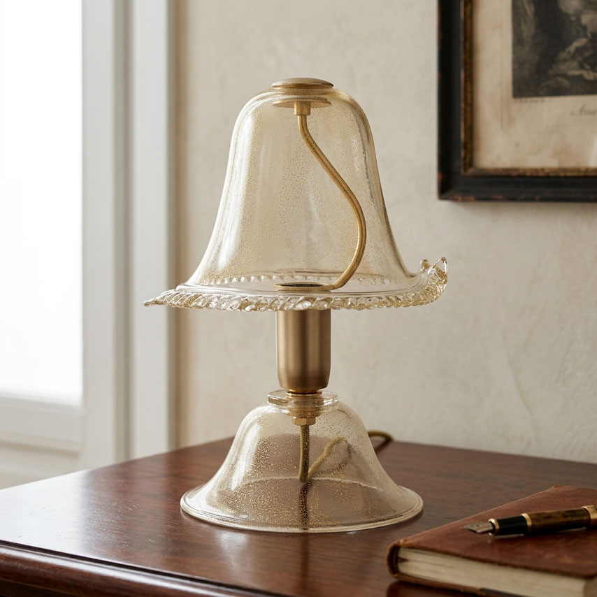 lampada da tavolo Murano cristallo oro coordinata ai lampadari