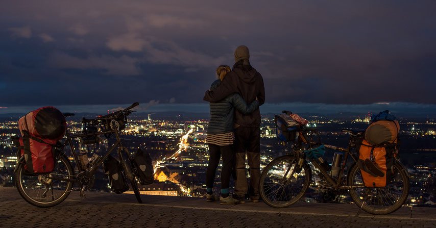 Angekommen! Mit Blick auf unsere neue Heimat Karlsruhe. 