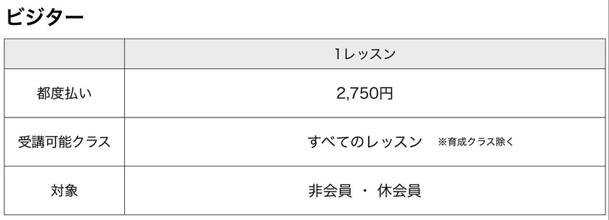 大人の方にも人気ビジター価格でダンスを楽しむこともできます。1レッスン2750円で非会員の方もご受講いただけます。