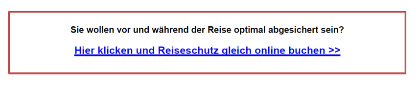 Screenshot mit Buchungslink der Reiseversicherung auf dem PDF-Flyer des Gastgebers mit seinem Logo