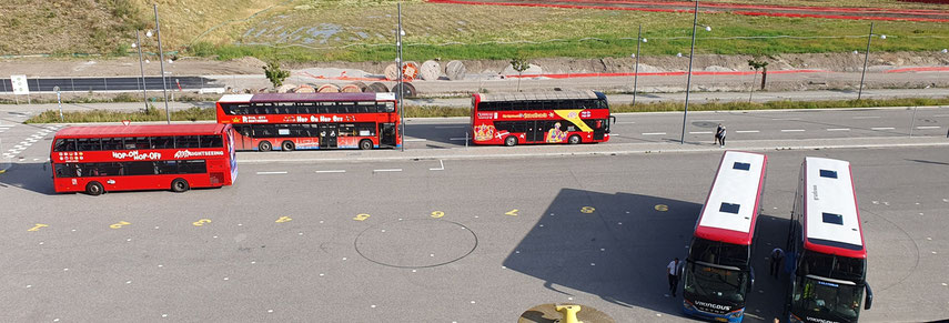 Hop-on Hop-off Busse am Terminal