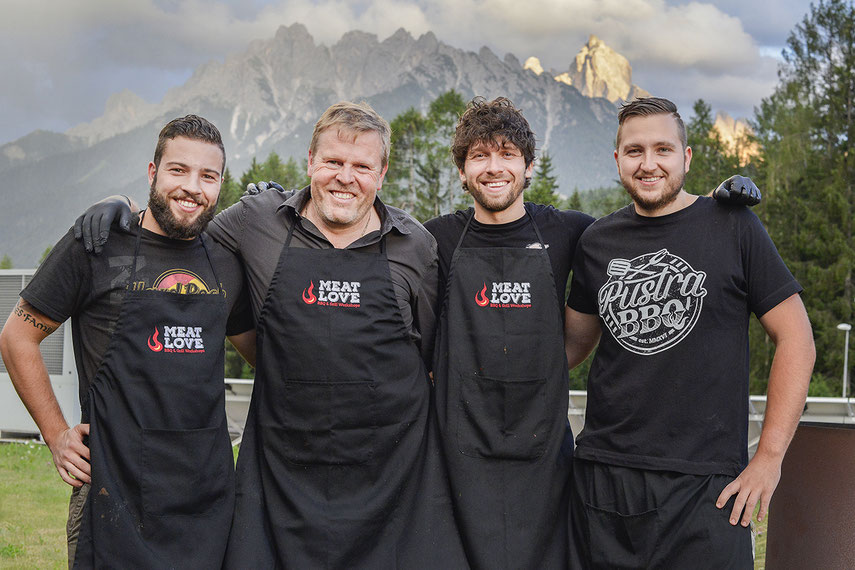 Das MEAT LOVE Grillteam: Thomas Innerhofer, Hannes Plankensteiner, Thomas Mair, Martin Messner