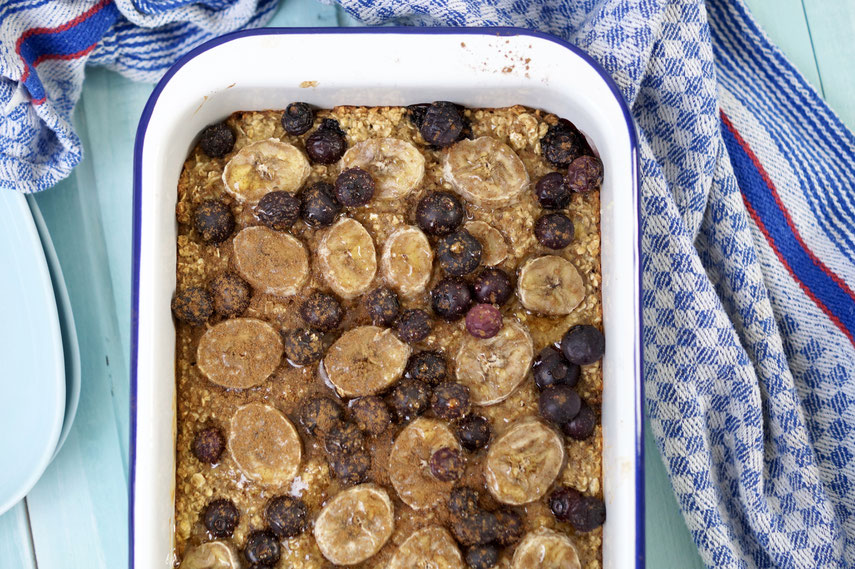 Baked Banana Oatmeal Frühstück