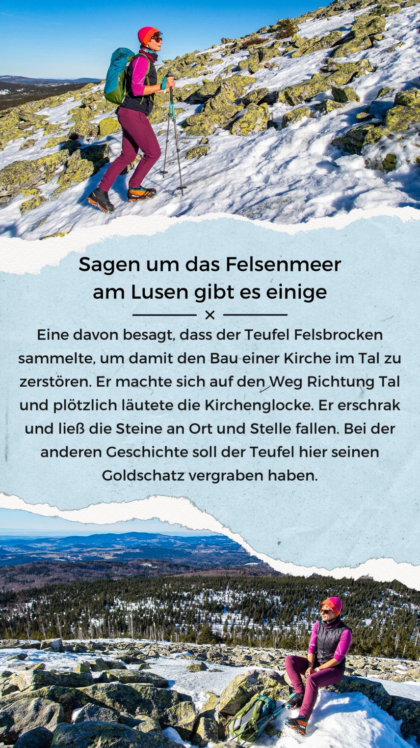 Felsenmeer am Gipfel des Lusen im Winter