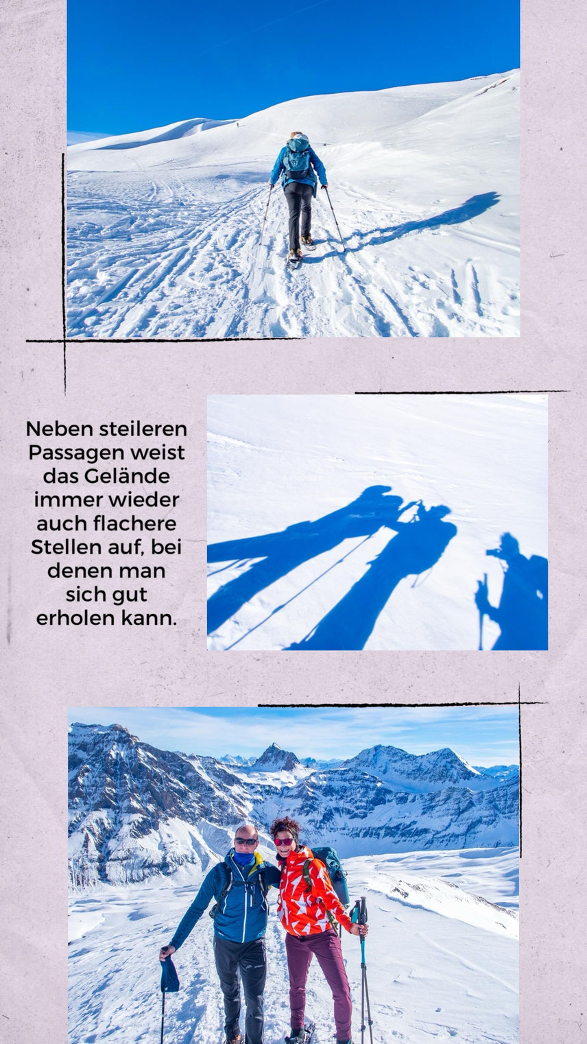 Typisches Gelände der Schneeschuhtour auf den Piz Tomül, Wissensteinhorn.