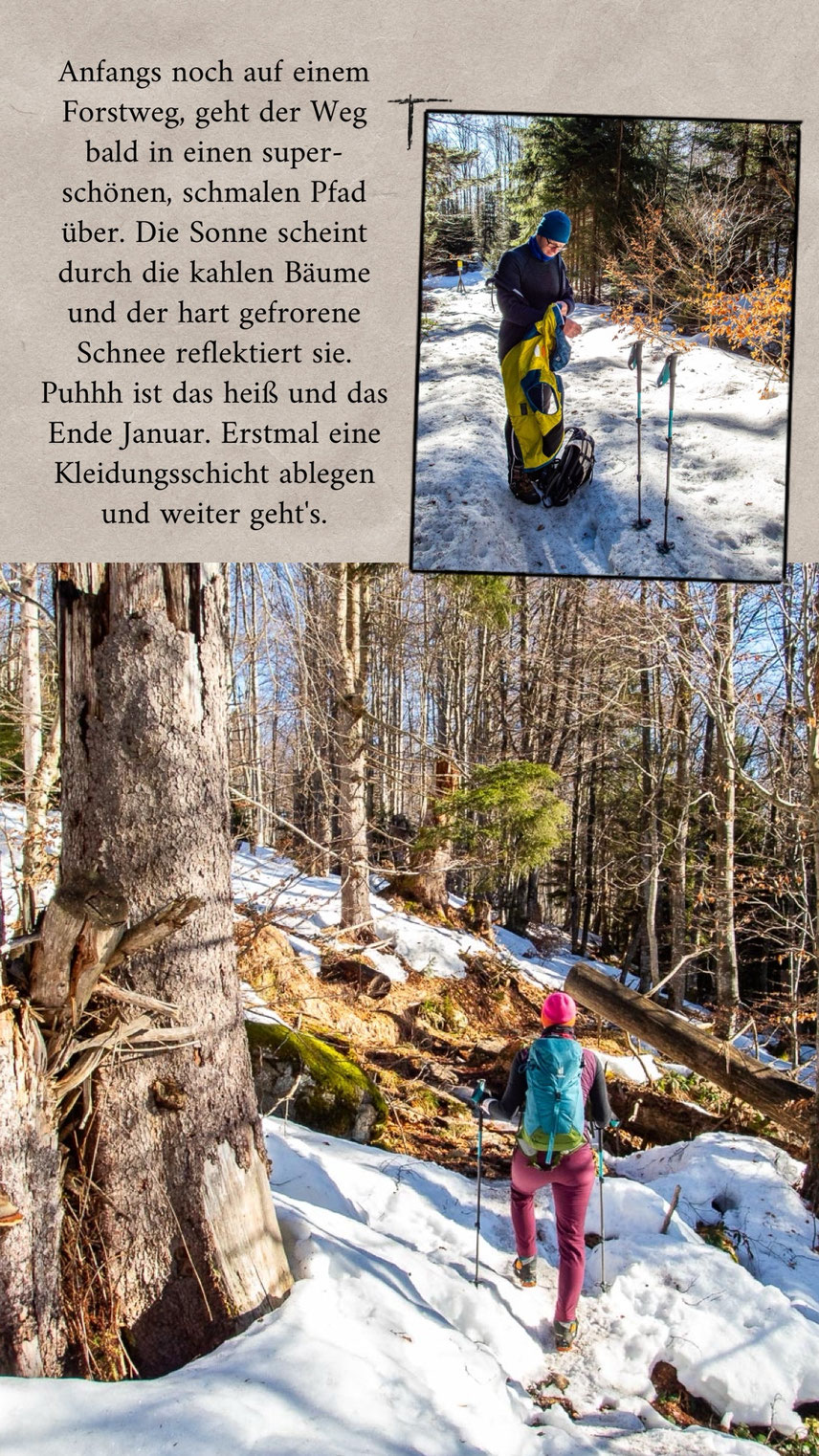 Aufstieg bei der Winterwanderung auf den Großen Rachel