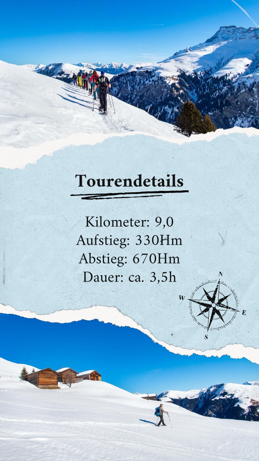 Schneeschuhwanderung Camana im Safiental in der Schweiz.