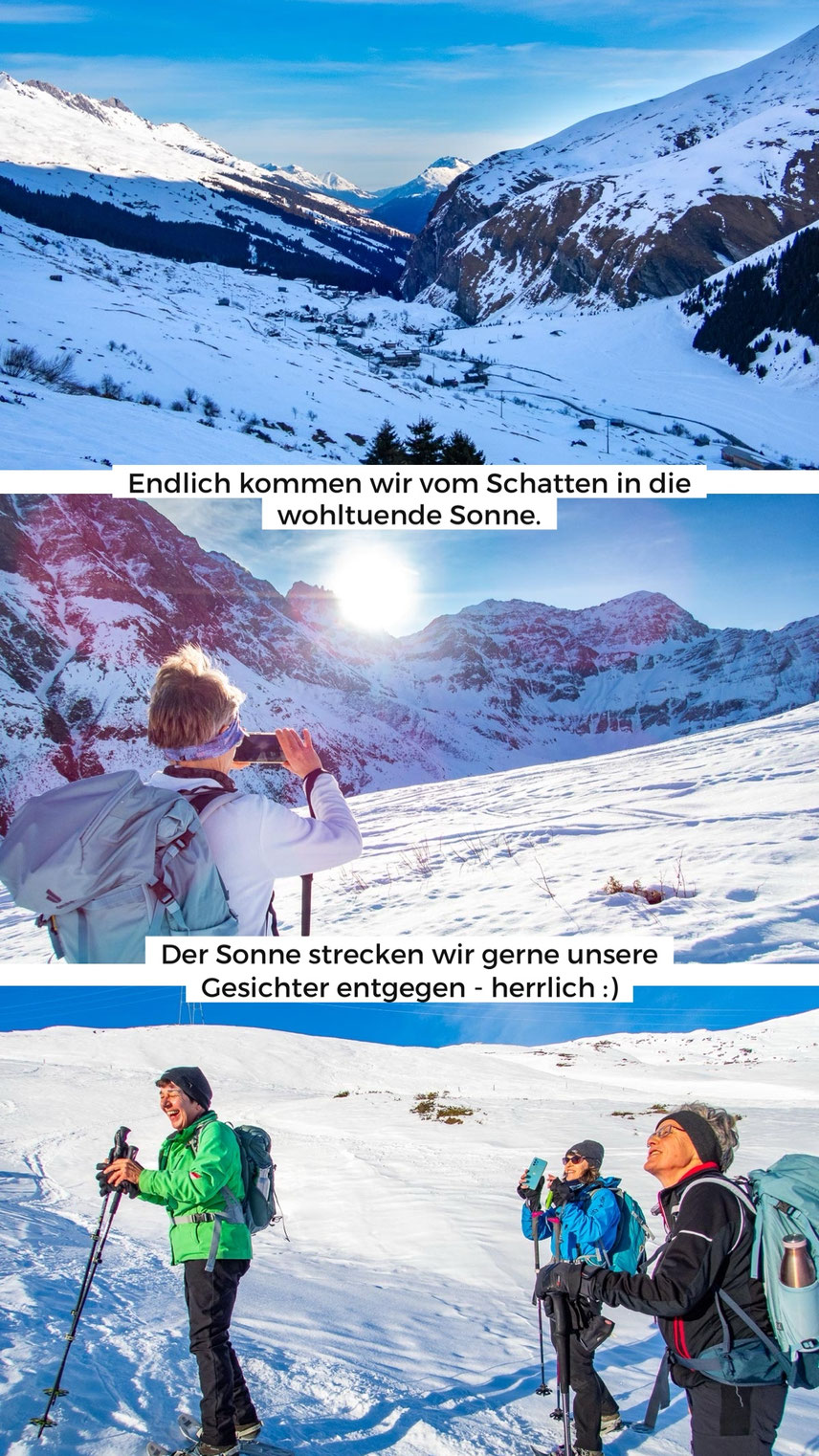 Aufstieg bei der Schneeschuhtour auf den Piz Tomül, Wissensteinhorn.