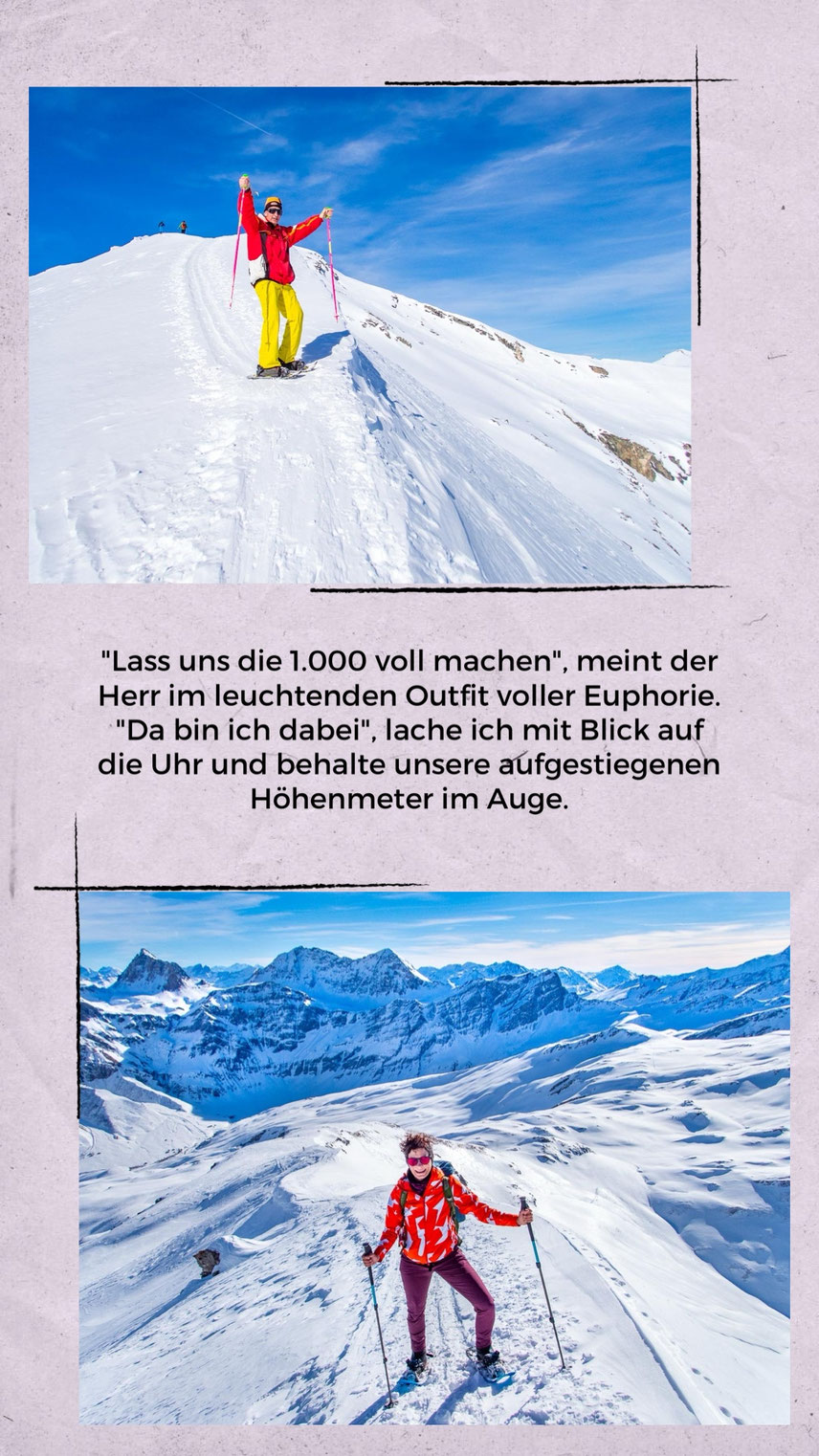 Aussicht vom Piz Tomül (Wissensteinhorn) im Winter bei der Schneeschuhtour.