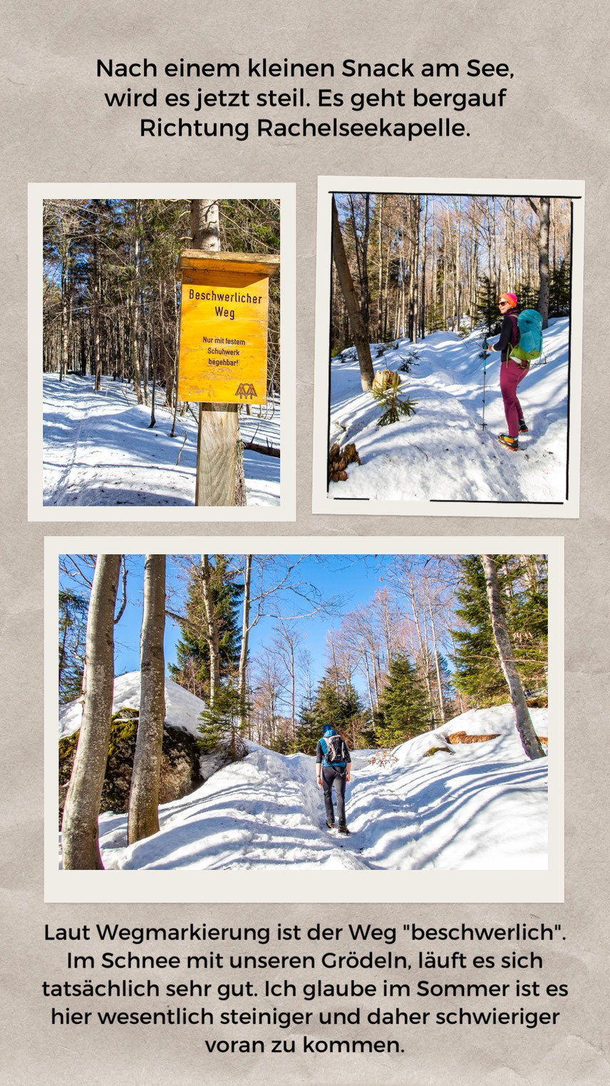 Aufstieg bei der Winterwanderung auf den Großen Rachel