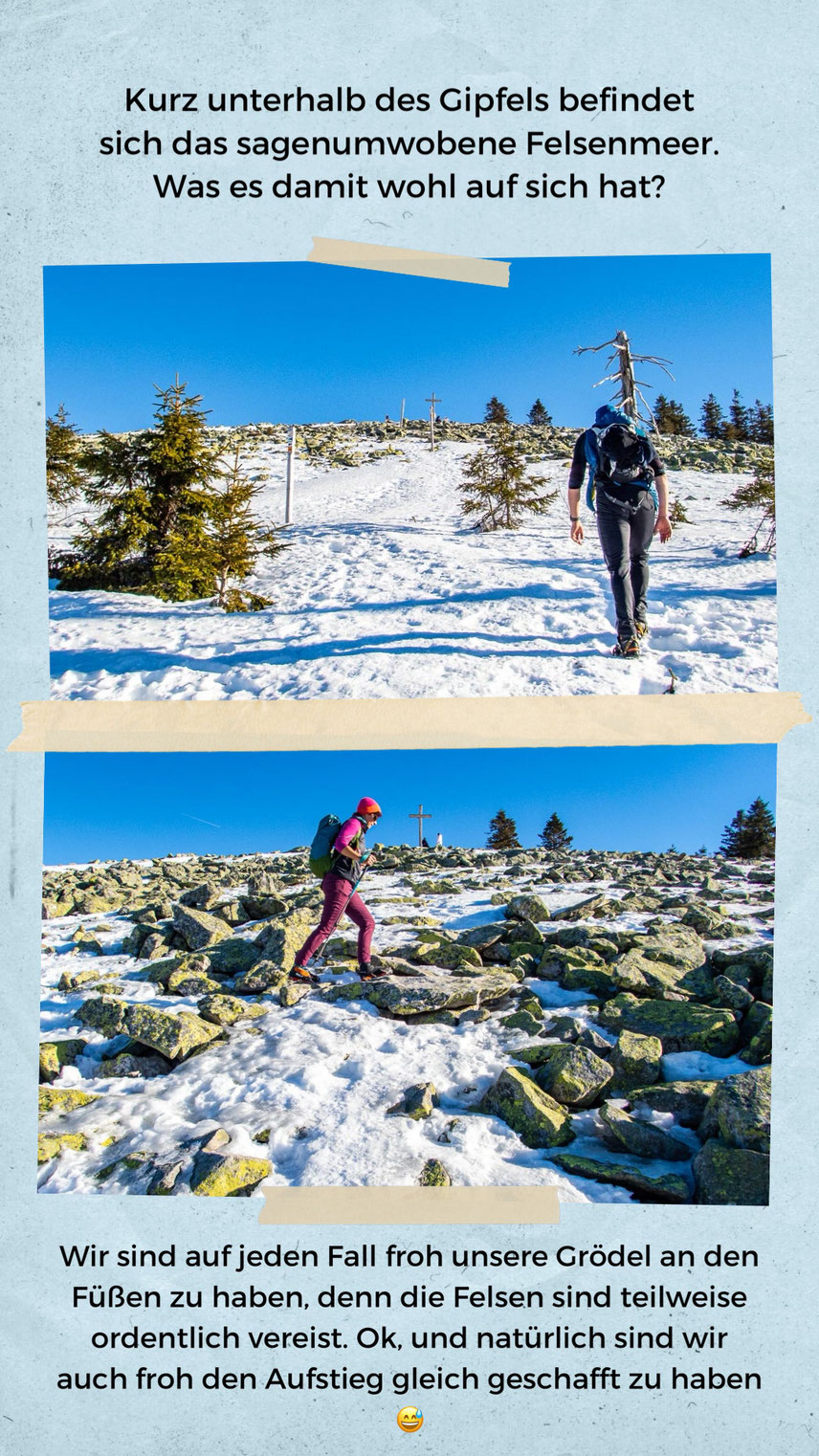 Winterwanderung auf den Gipfel des Lusen im Nationalpark Bayerischer Wald. Die berühmte Himmelsleiter, das Felsenmeer sowie eine Einkehr im Lusenschutzhaus sind inklusive.