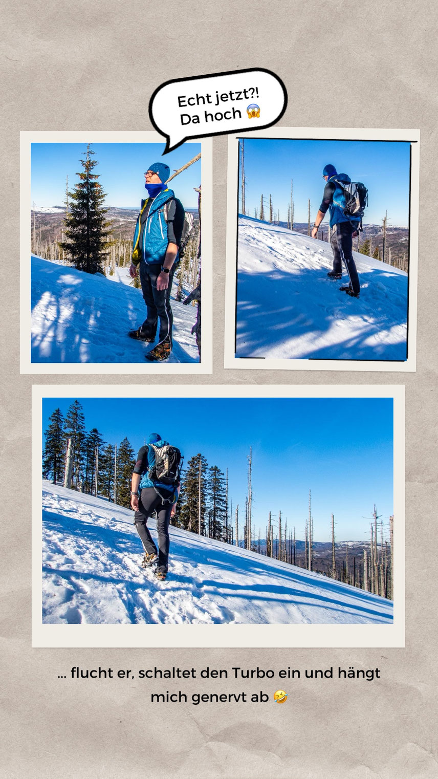 Aufstieg bei der Winterwanderung auf den Großen Rachel