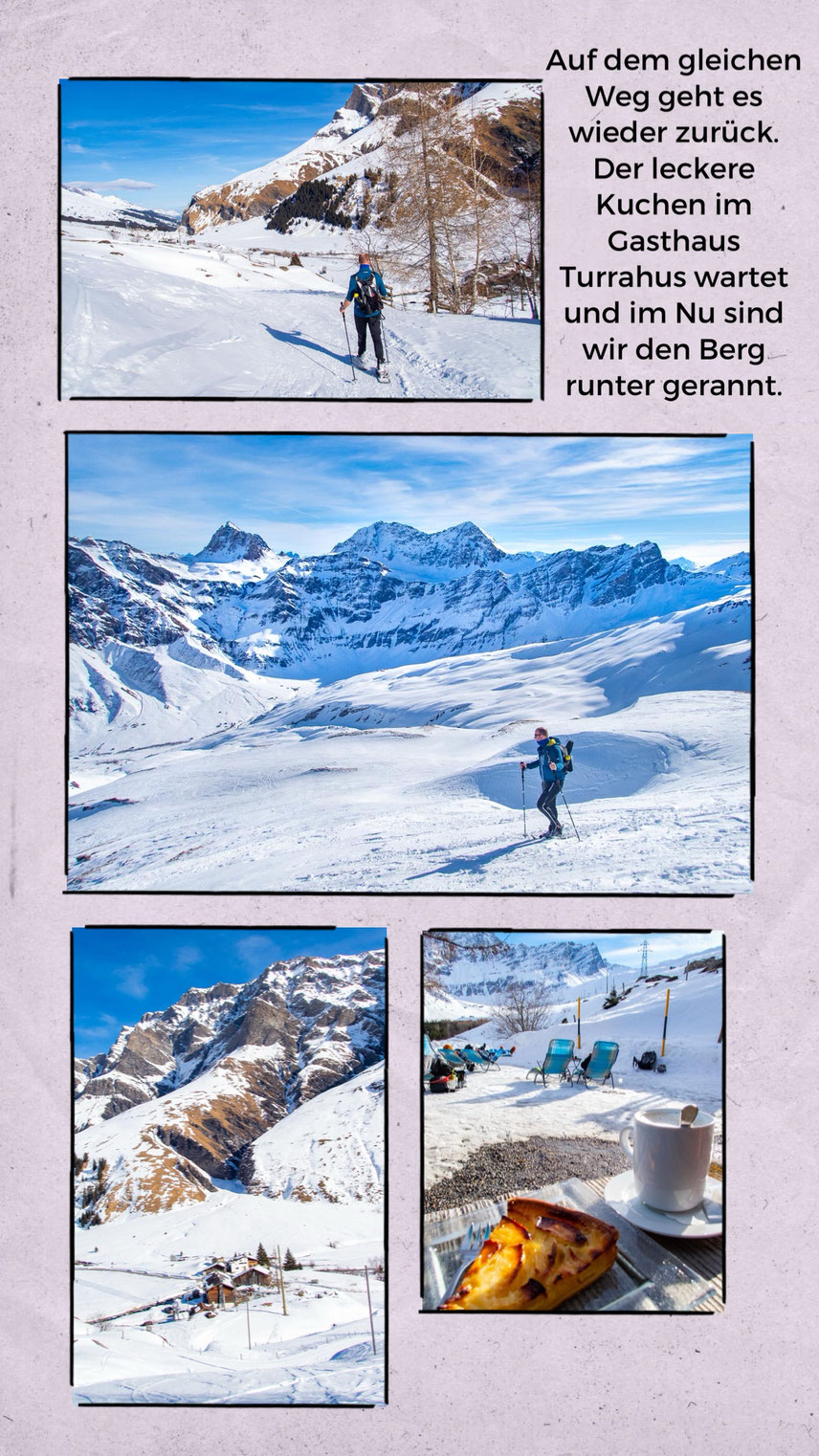 Schneeschuhwanderung im Safien Tal, Graubünden, Naturpark Beverin - auf den Gipfel des Piz Tomül/ Wissensteinhorn.