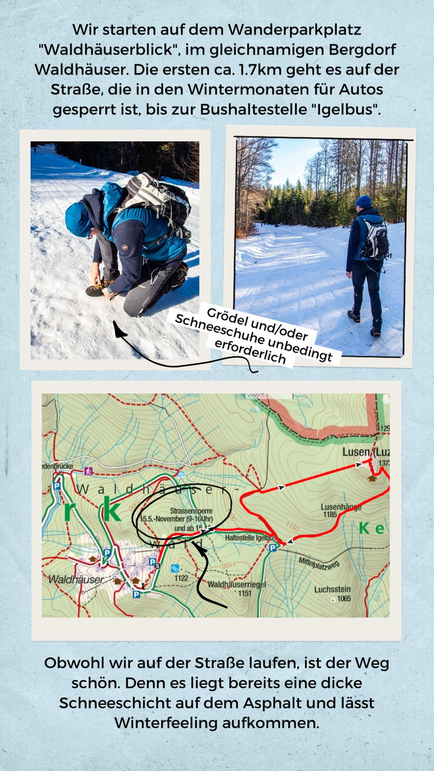 Aufstieg über die Himmelsleiter bei der Winterwanderung auf den Lusen
