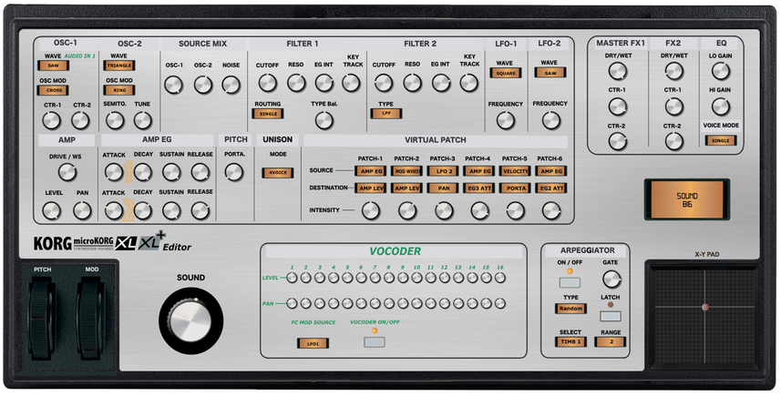 Korg MicroKorg XL and XL+ "MIDI EDITOR / REMOTE"/ CONTROLLER, VST and Standalone