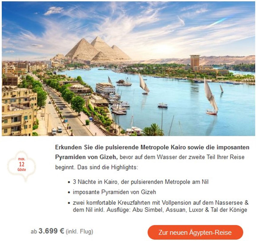 Ägypten Kairo mit Pyramiden und Nilkreuzfahrt mit Abu Simbel, Assuan, Luxor incl. Flug bei uns buchen