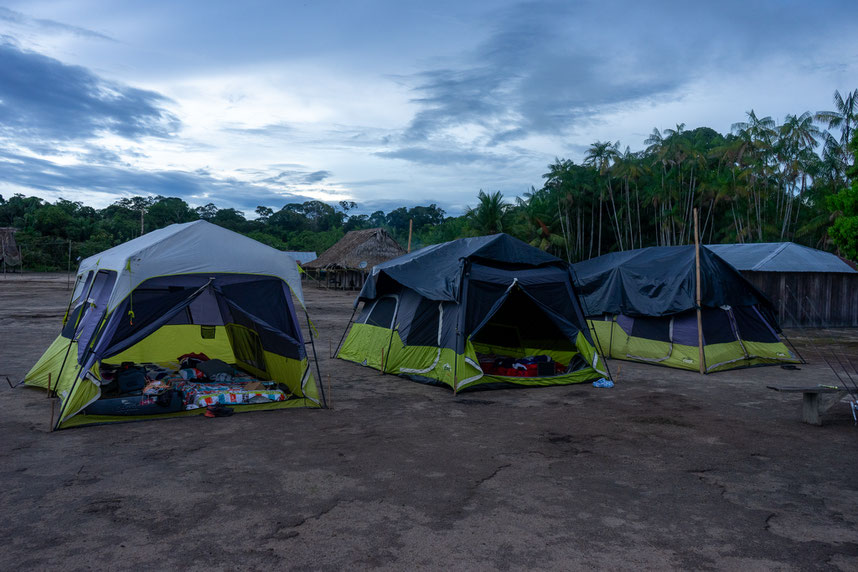 Peacock Bass Colombia fishing camping tent jungle