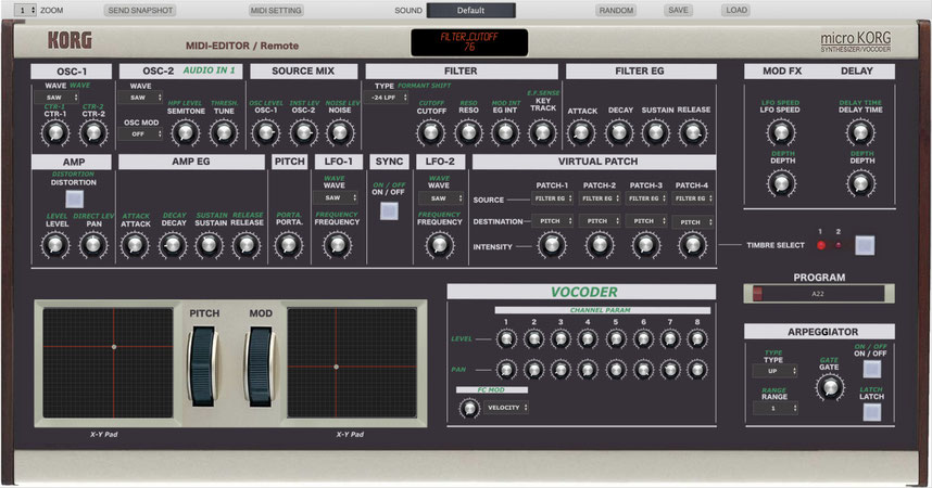 Korg MicroKorg "MIDI EDITOR / REMOTE"/ CONTROLLER, VST and Standalone