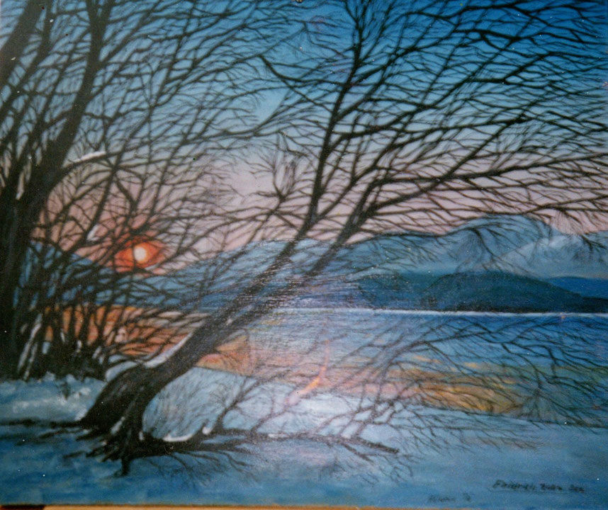 Abendstimmung am Velence-See (Öl auf Leinwand), ca. 45x50 cm