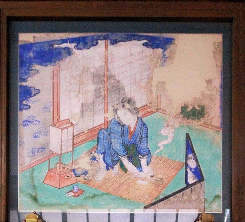 徳満寺(茨城県北相馬郡利根町)の「間引き絵馬」 ※経年劣化により絵柄の一部が剥がれ落ちており、地蔵菩薩の姿が見えにくくなっています。 https://inaminkenhome.blogspot.com/2018/06/blog-post.html より