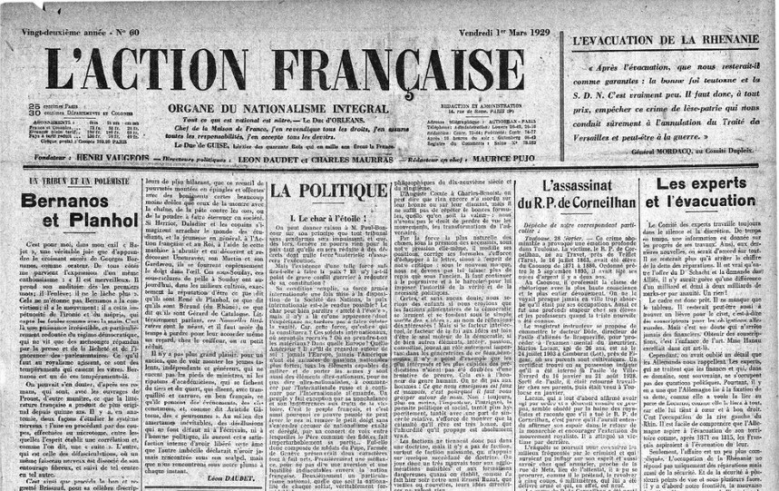 Action française mars 1929 Georges Bernanos