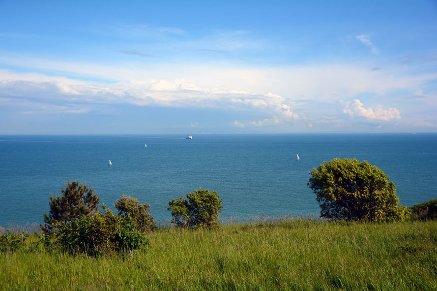 Cruel sun in a fickle summer: looking across the Dover Strait hours after Jo Cox MP was shot.