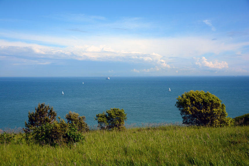 Cruel sun in a fickle summer: looking across the Dover Strait hours after Jo Cox MP was shot. 