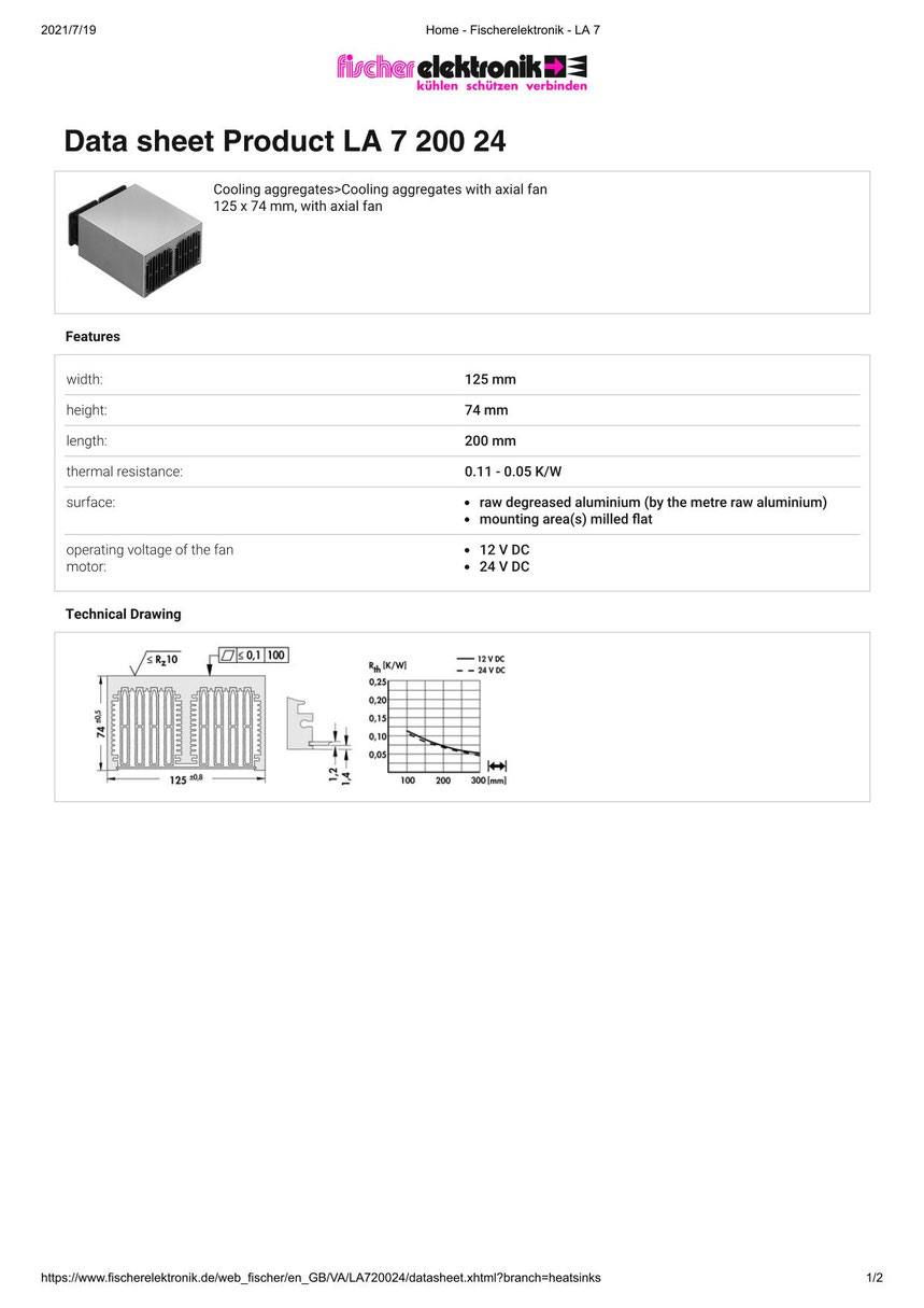 LA-7-200-24 | 軸流ファン付ヒートシンク | Fischer Elektronik