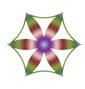 Mandala 'Be shanti', Zentrum der Blume des Lebens im Logo, bunt