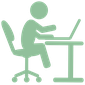 grünes Icon: Schüler sitzt am Schreibtisch