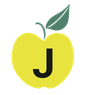logo de la collection J : pomme jaune et tige et feuille verte. Une lettre J noire sur la pomme.