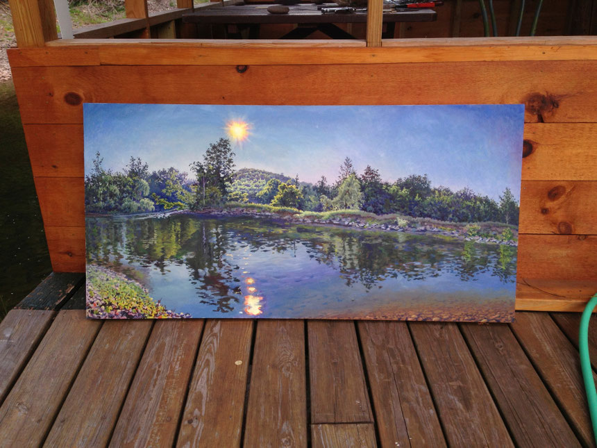 Afternoon Sun on Schoharie Creek @24 x 54" (by outside porch)