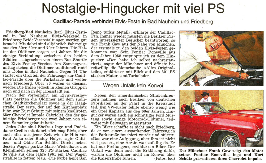 Cadillac-Parade verbindet Elvis-Feste in Bad Nauheim und Friedberg, WZ 22.08.2016, Text: har, Fotos: lod