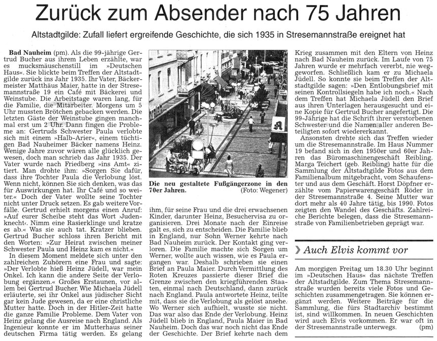 Altstadtgilde über die Entwicklung der Geschäfte in Bad Nauheim, WZ 09.04.2015, pm, Foto: Jürgen Wegener