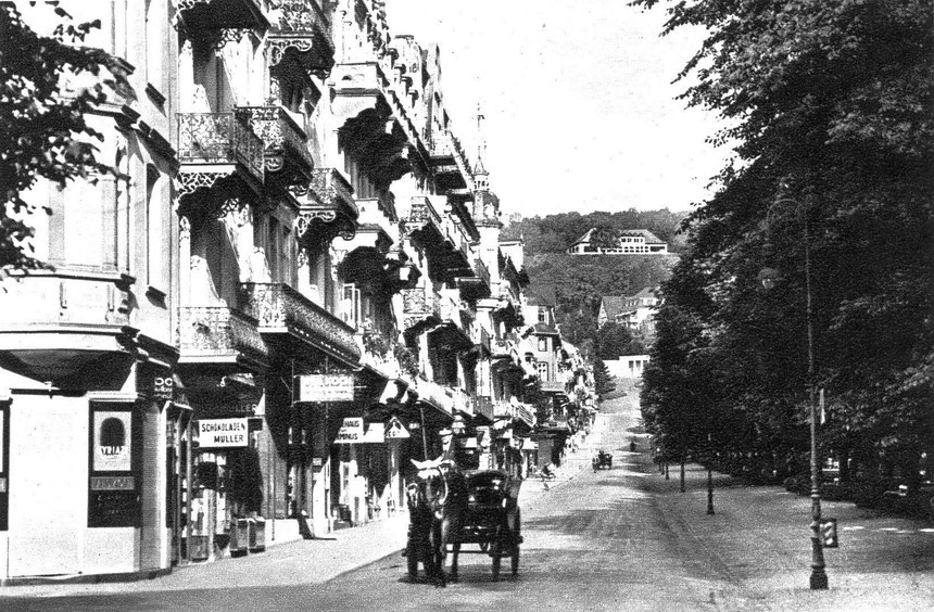 Parkstrasse um 1940, Postkarte Online-Museum Bad Nauheim