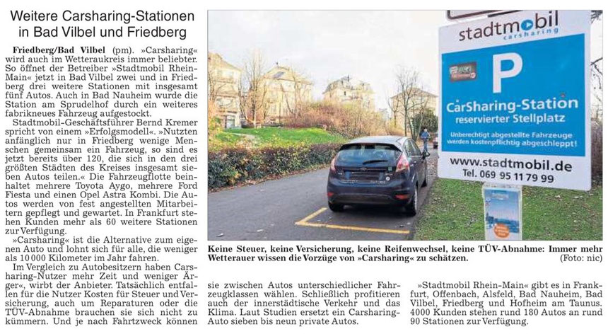 Vorbildlich und praktisch: Carsharing - WZ 24.11.2015, Text: pm