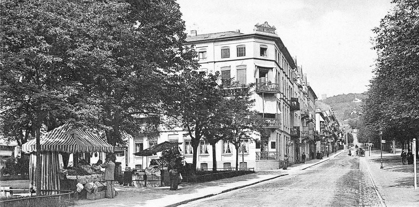 Hotel Bellevue am Aliceplatz, Parkstrasse, Postkarte Online-Museum Bad Nauheim