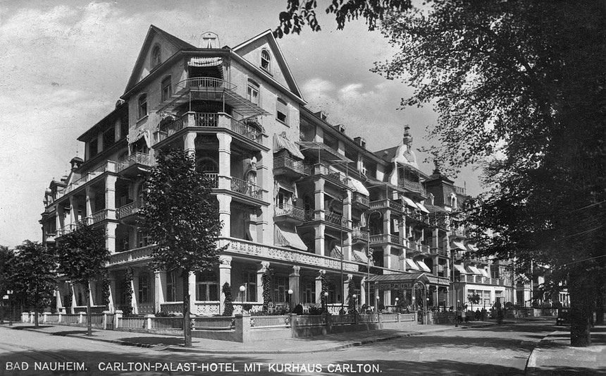 Ecke Ritterstrasse - Ludwigstrasse 25-31: das Carlton-Palast-Hotel und das Kurhaus Carlton; heute steht an dieser Stelle ein Rehabilitationszentrum - Postkarte: Online-Museum