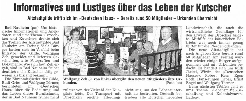 Über das Leben der Kutscher, Referenten Rudi Gries und Wolfgang Törmer, WZ ev. Oktober 2011, Foto: Eberhard Bogdoll