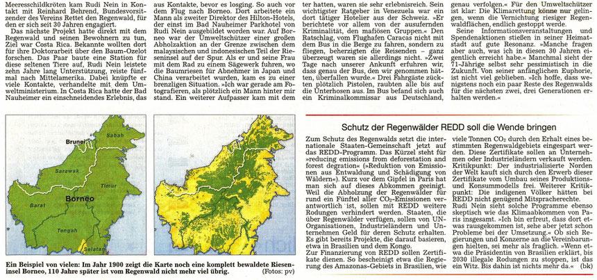 Rudi Nein: "Ich muss aufpassen, nicht depressiv zu werden." - Nicht nur die Regenwälder gehen verloren - WZ 15.12.2015, Text: Bernd Klüh, Fotos: pv