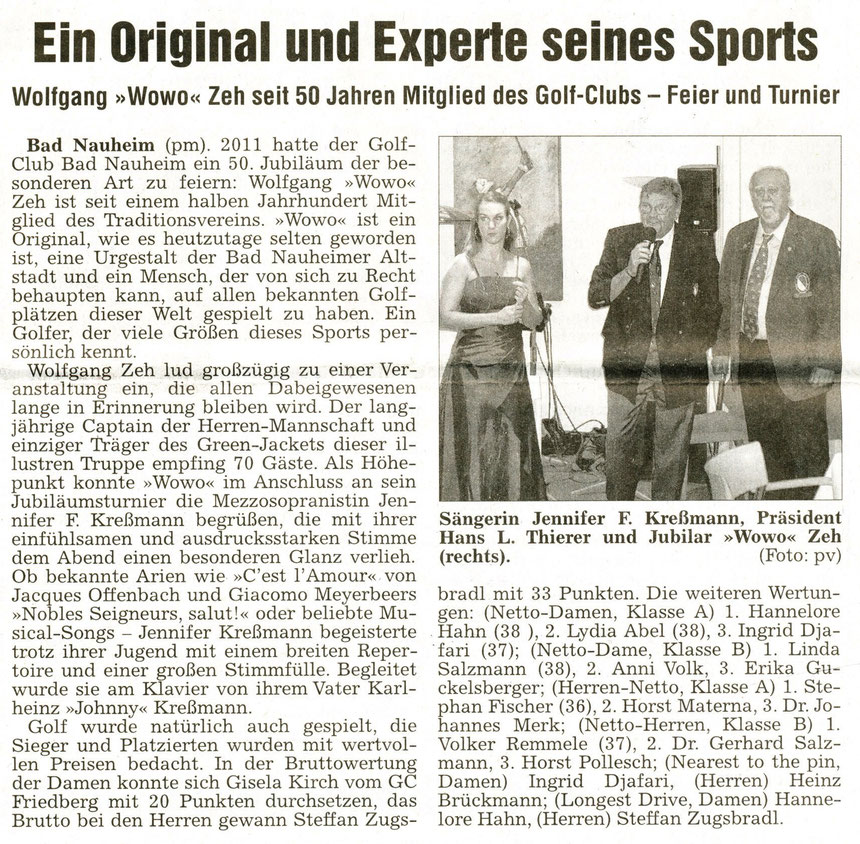 Einladung von Wolfgang Zeh zum 50. Geburtstag des Golf-Clubs, WZ 13.07.2011