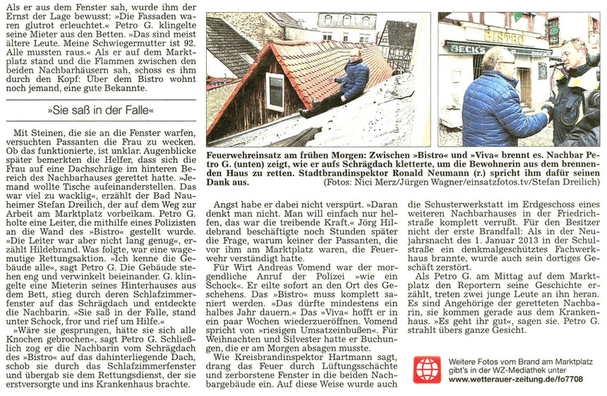 Rettung in letzter Sekunde, WZ 24.11.2015, Text: Jürgen Wagner, Fotos: Jürgen Wagner, Nici Merz, Einsatzfotos TV/Stefan Dreilich