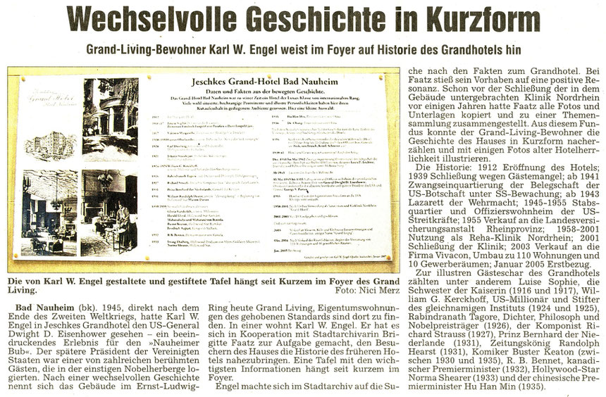 Grand Hotel/Grand Living: Welchselvolle Geschichte, WZ 02.02.2007, Text: Bernd Klühs, Fotos: Nici Merz